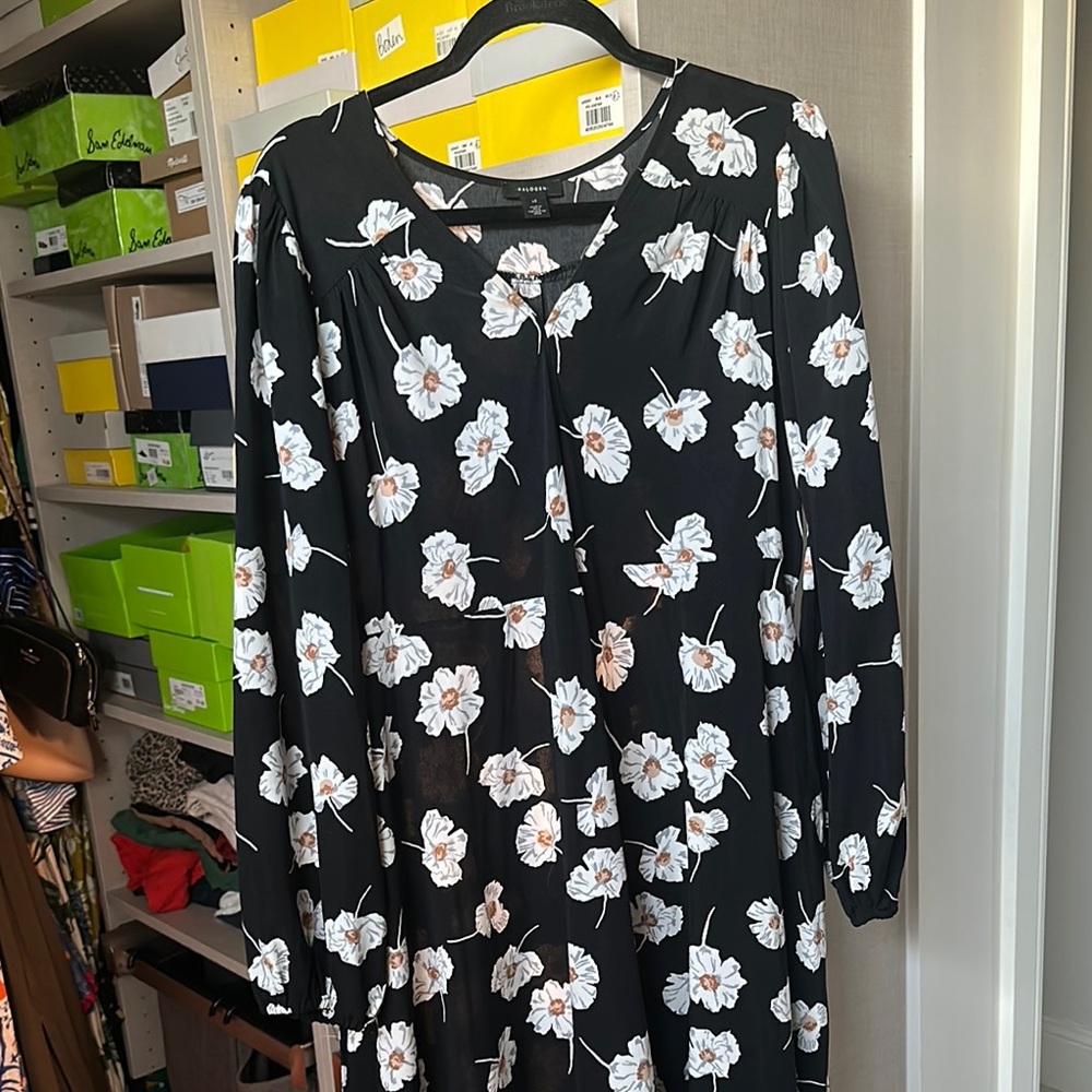 Floral Black Wrap Dress